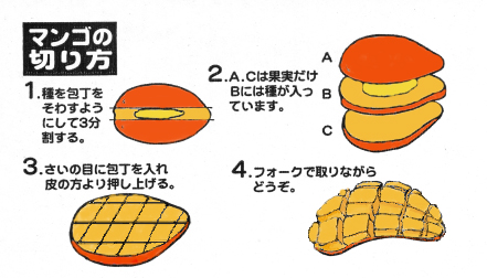 マンゴーの切り方イラスト
